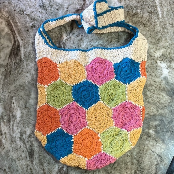 Urban Outfitters Colorblock Crochet Granny Square Crossbody Bag  NEW - Picture 5 of 6